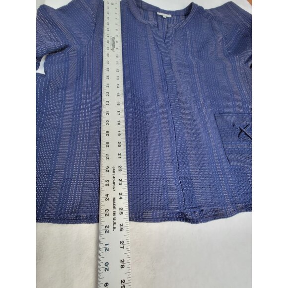 Habitat Womens XL Blue Lace-Up Sleeve Blouse Top Oversized Pocket Lagenlook NWOT - Picture 8 of 10